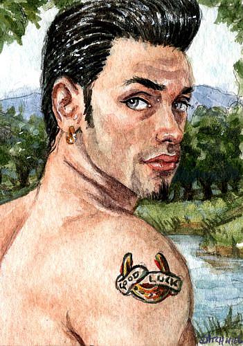  of Good Luck I have painted a guy with a Good Luck horseshoe tattoo on 