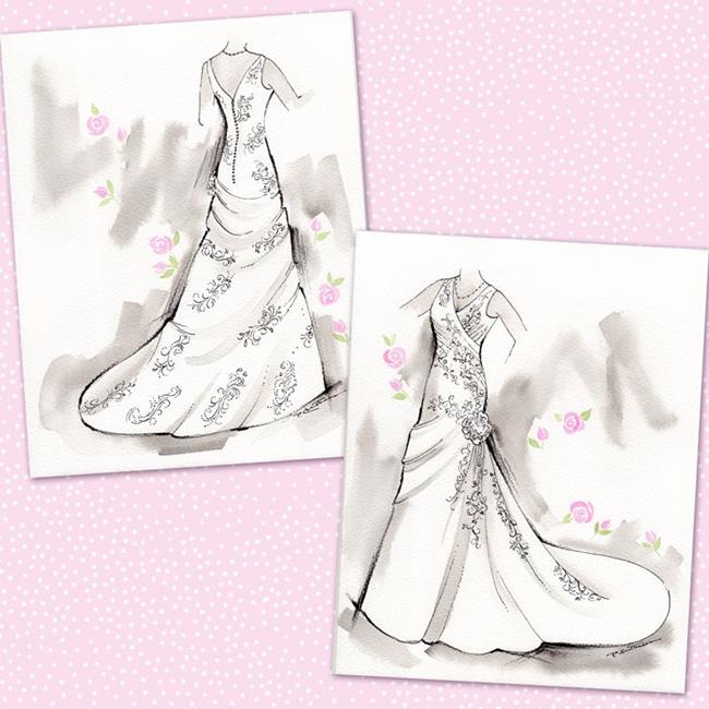 Art Kati's Wedding Dress Fashion Sketches by Artist Patricia Lee 