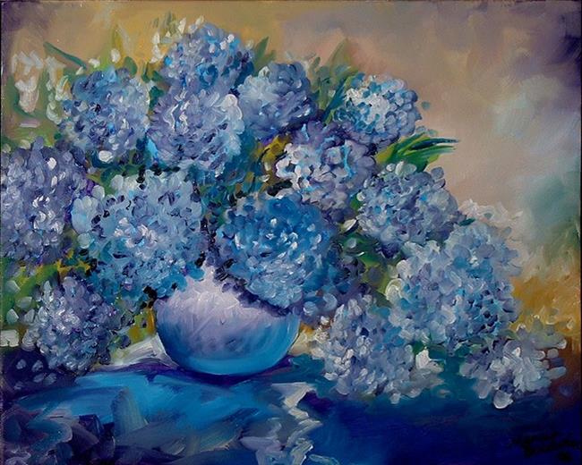 Art: BLUE HYDRANGEA by Artist Marcia Baldwin