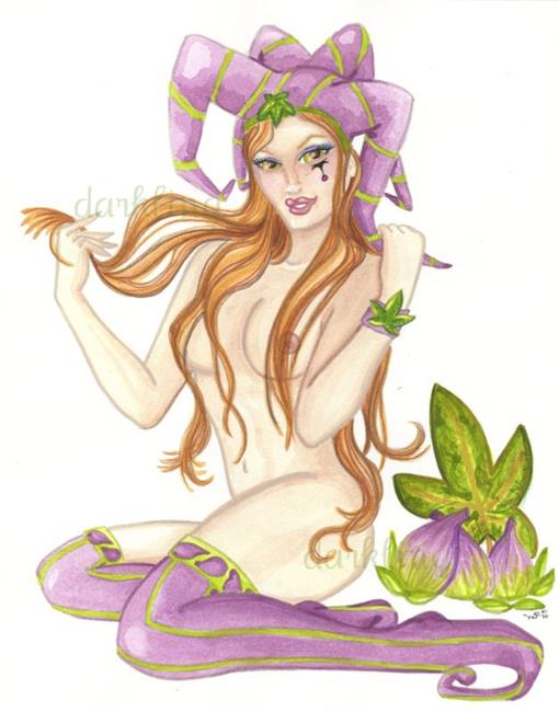 Art: Fresh Fig nude pin up jester by Artist Emily J White