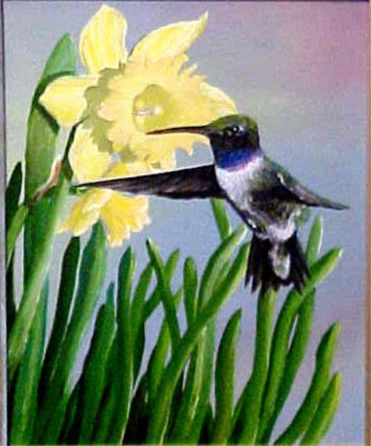 Image result for hummingbird daffodil paintings