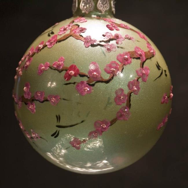 Art Green Pearl and Pink Cherry Blossoms by Artist Rebecca M Ronesi