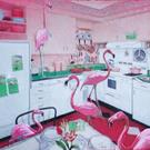 Art: SOLD - Flamingos in the Kitchen by Artist Shawn Marie Hardy