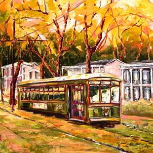 Art: Streetcar on St. Charles Avenue by Artist Diane Millsap