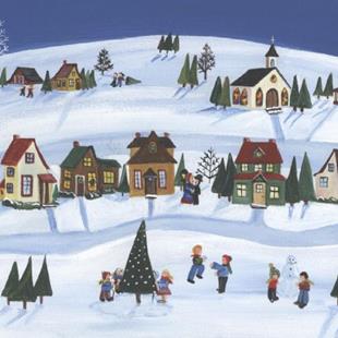 Art: Snowy Village-SOLD by Artist Charlene Murray Zatloukal