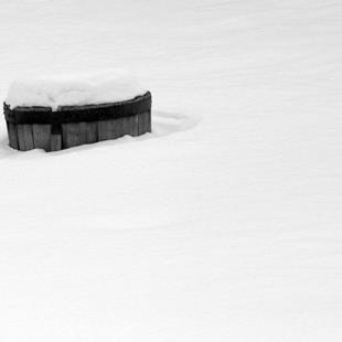Art: whiskey barrel snowscape by Artist W. Kevin Murray
