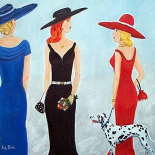 Art: 3 Ladies and a Dog - sold by Artist Ulrike 'Ricky' Martin