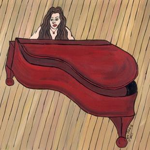 Art: Red Piano by Artist Jen Thario