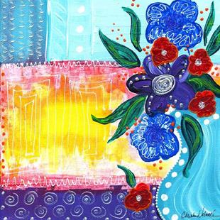 Art: Bistro Floral - Robins Egg Blue by Artist Christine Wasankari