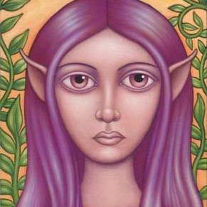 Art: Fairy with Violet Hair by Artist Valerie Jeanne