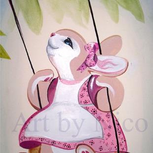 Art: Bunny on a Swing by Artist Nico Niemi
