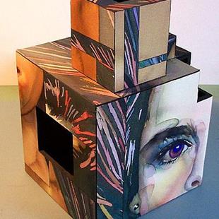 Art: Brook Face Cube by Artist Lori Rase Hall