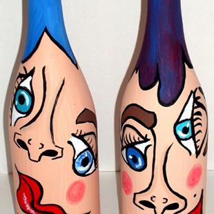 Art: Eye of the Beholder (2 pc. set of wine bottles) by Artist Diane G. Casey