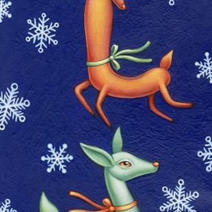 Art: Christmas 2008 - Dancing Deer by Artist Valerie Jeanne