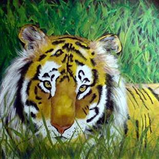 Art: Relaxing TIger by Artist Dia Spriggs