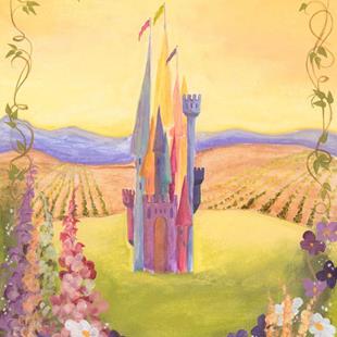 Art: Fairy Tale Castle with Garden   by Artist Cynthia Schmidt