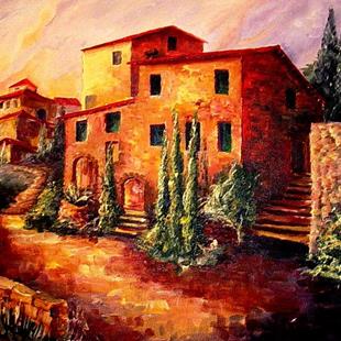 Art: Sunset in Tuscany -SOLD by Artist Diane Millsap