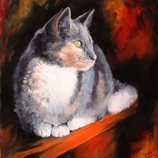 Art: Sweet Kitty Watching by Artist Marcia Baldwin