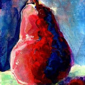 Art: Aceo pear #17 by Artist Susan Frank