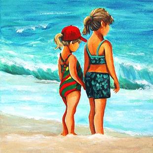 Art: Beach Girls in Awe by Artist Rita C. Ford