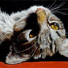 Art: Looking Up - Cat Art by Artist Mary Jo Zorad