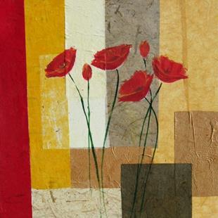Art: Poppies on Handmade paper by Artist Eridanus Sellen