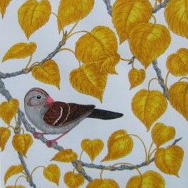 Art: Sparrow Tapestry (SOLD) by Artist Jackie K. Hixon