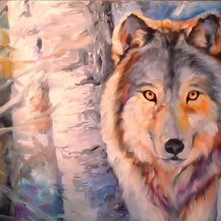 Art: WOLF IN ASPEN by Artist Marcia Baldwin