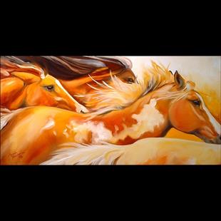 Art: 4 HORSES by Artist Marcia Baldwin