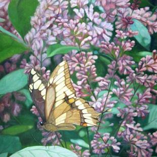 Art: Butterfly and Lilacs by Artist Harlan