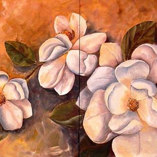 Art: Spring Magnolias - Diptych - SOLD by Artist Diane Millsap