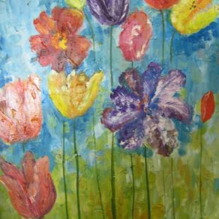 Art: Abstract Tulips, SOLD by Artist Delilah Smith
