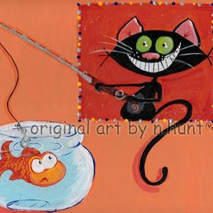 Art: Kitt Katt goes fishing by Artist Noelle Hunt