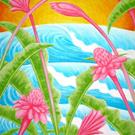 Art: Hawaiian Ginger Sunset Waves by Artist Hiroko Reaney