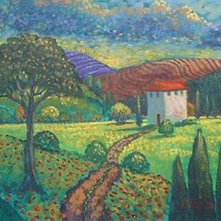 Art: Tuscan House With Fields and Trees by Artist Virginia Kilpatrick
