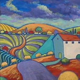 Art: Tuscan  Landscape Triptych by Artist Virginia Kilpatrick