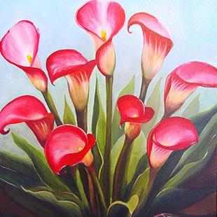 Art: Pink Calla Lilies by Artist Rita C. Ford