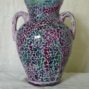 Art: Red Blue Green Vase (sold) by Artist Dorothy Edwards