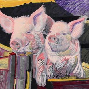 Art: Two hogs by Artist Muriel Areno