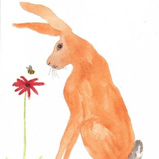 Art: HARE and BEE by Artist Dawn Barker
