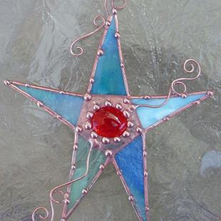 Art: Stained Glass Star Shades of Blue by Artist Dianne McGhee