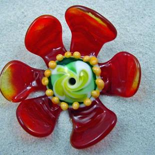 Art: Ambrosia *SPIRAL FLOWER* Lampwork FOCAL Bead Handmade - SOLD by Artist Bonnie G Morrow