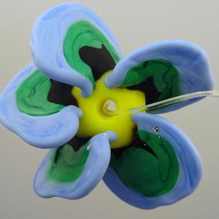 Art: Ambrosia *PERIWINKLE FLOWER 318* Lampwork FOCAL Bead 45 mm by Artist Bonnie G Morrow