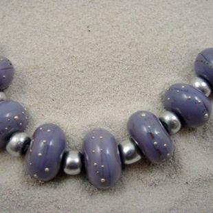 Art: Ambrosia *SILVER WRAPS 15* Lampwork 7 Beads Handmade - SOLD by Artist Bonnie G Morrow