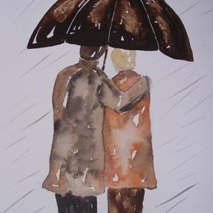 Art: Walking in the Rain by Artist Dawn Barker