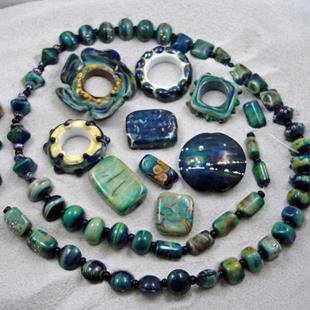 Art: Ambrosia Glass *KRAZY FOR KRONOS* Lampwork 61 Beads Handmade NR by Artist Bonnie G Morrow