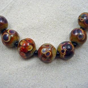 Art: Ambrosia *TERRA RAKU BALLS* Lampwork 7 Beads Handmade - SOLD by Artist Bonnie G Morrow