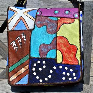 Art: Happy Patterns (leather handbag purse) by Artist Diane G. Casey