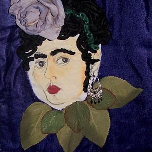Art: Frida Kahlo in Purple Velvet by Artist Nancy Denommee   
