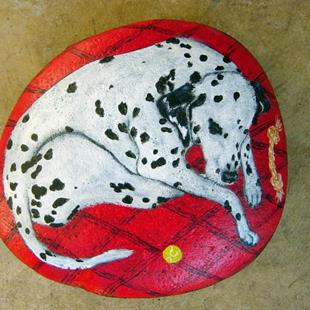 Art: Dalmation - Dots on Plaid by Artist Tracey Allyn Greene